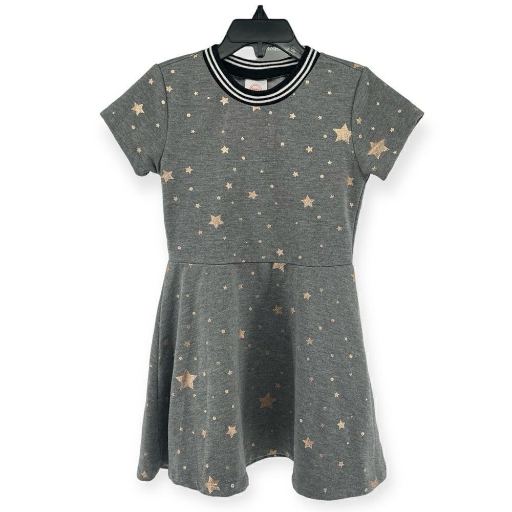 Wonder Nation Girl’s Gray Metallic Rose Gold  Short Sleeve Skater Dress Size 4/5